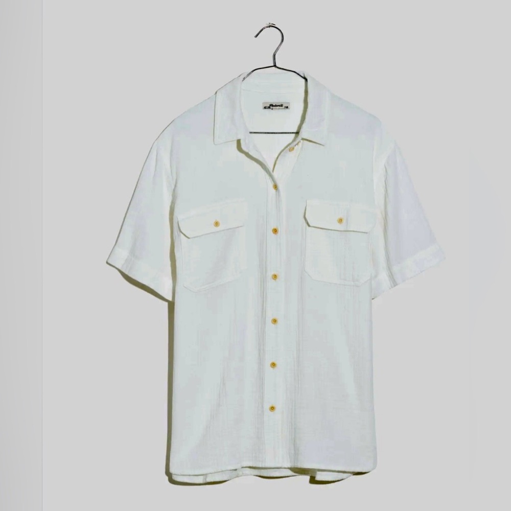 Madewell Lightspun Short-Sleeve Flap-Pocket Shirt size M